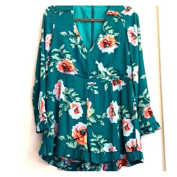 Minkpink Ruffled Floral Green Romper - Picture 4 of 10